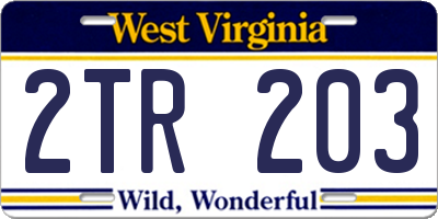 WV license plate 2TR203