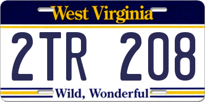 WV license plate 2TR208