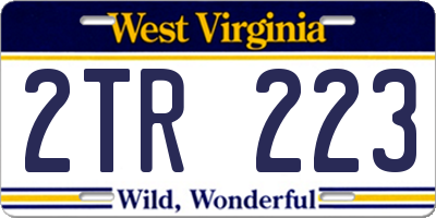 WV license plate 2TR223