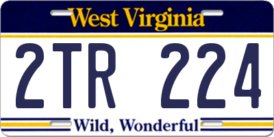 WV license plate 2TR224