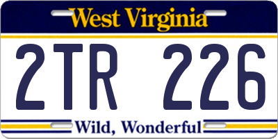 WV license plate 2TR226