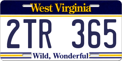 WV license plate 2TR365