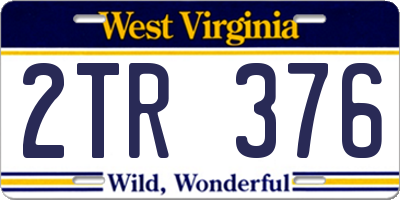 WV license plate 2TR376