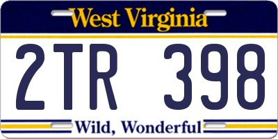 WV license plate 2TR398