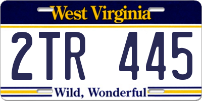 WV license plate 2TR445
