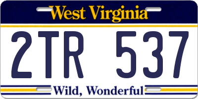 WV license plate 2TR537