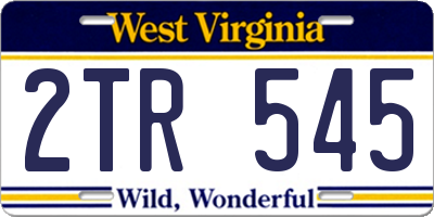 WV license plate 2TR545