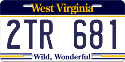 WV license plate 2TR681