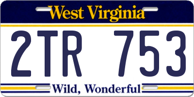 WV license plate 2TR753