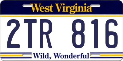 WV license plate 2TR816