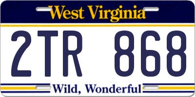 WV license plate 2TR868