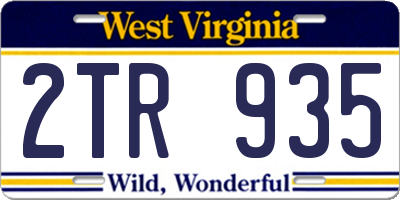 WV license plate 2TR935