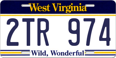 WV license plate 2TR974