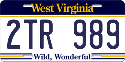WV license plate 2TR989