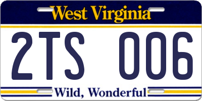 WV license plate 2TS006