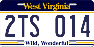 WV license plate 2TS014
