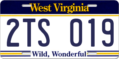 WV license plate 2TS019
