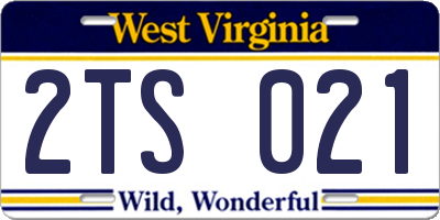 WV license plate 2TS021