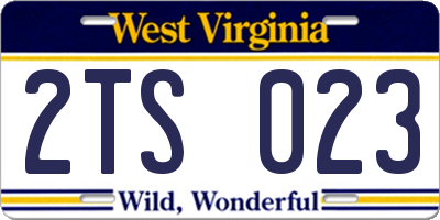 WV license plate 2TS023
