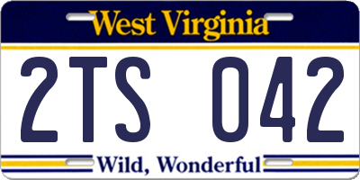 WV license plate 2TS042