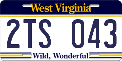 WV license plate 2TS043