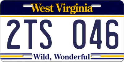 WV license plate 2TS046