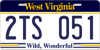 WV license plate 2TS051
