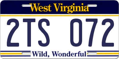 WV license plate 2TS072