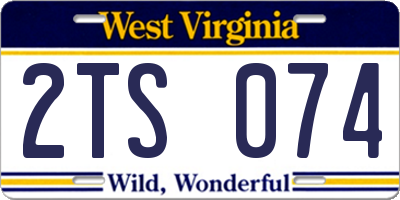 WV license plate 2TS074