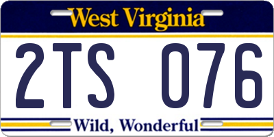 WV license plate 2TS076