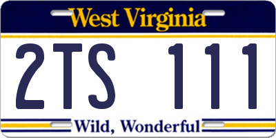 WV license plate 2TS111