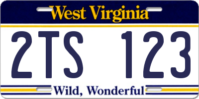 WV license plate 2TS123