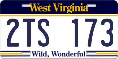 WV license plate 2TS173