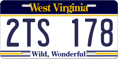 WV license plate 2TS178