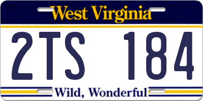WV license plate 2TS184