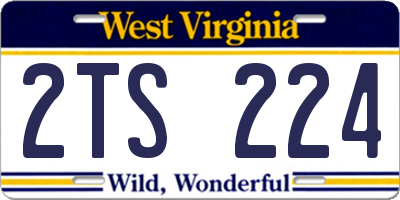 WV license plate 2TS224