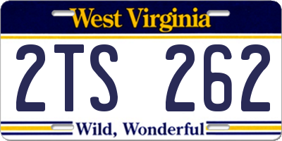 WV license plate 2TS262