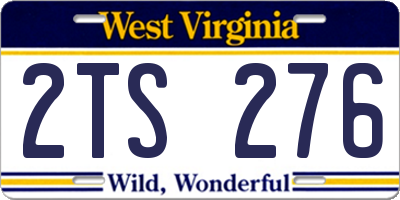 WV license plate 2TS276
