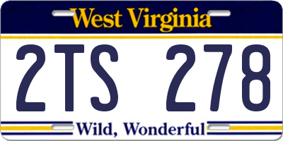 WV license plate 2TS278
