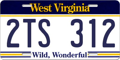WV license plate 2TS312