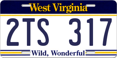 WV license plate 2TS317