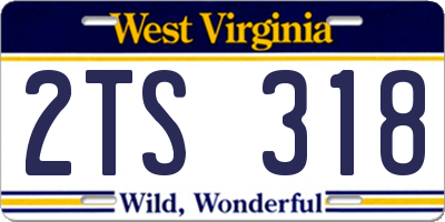 WV license plate 2TS318