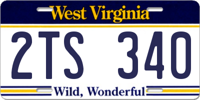 WV license plate 2TS340