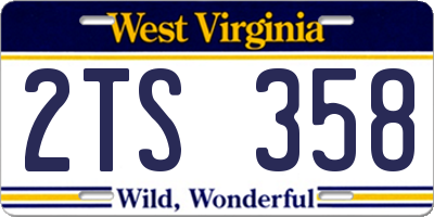WV license plate 2TS358