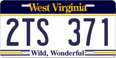 WV license plate 2TS371