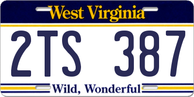 WV license plate 2TS387