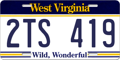 WV license plate 2TS419