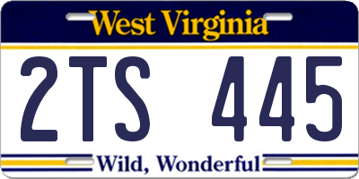 WV license plate 2TS445