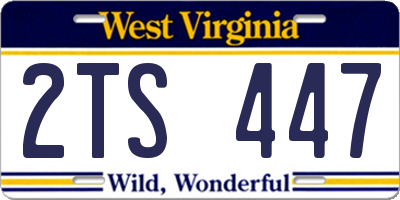 WV license plate 2TS447