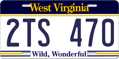 WV license plate 2TS470
